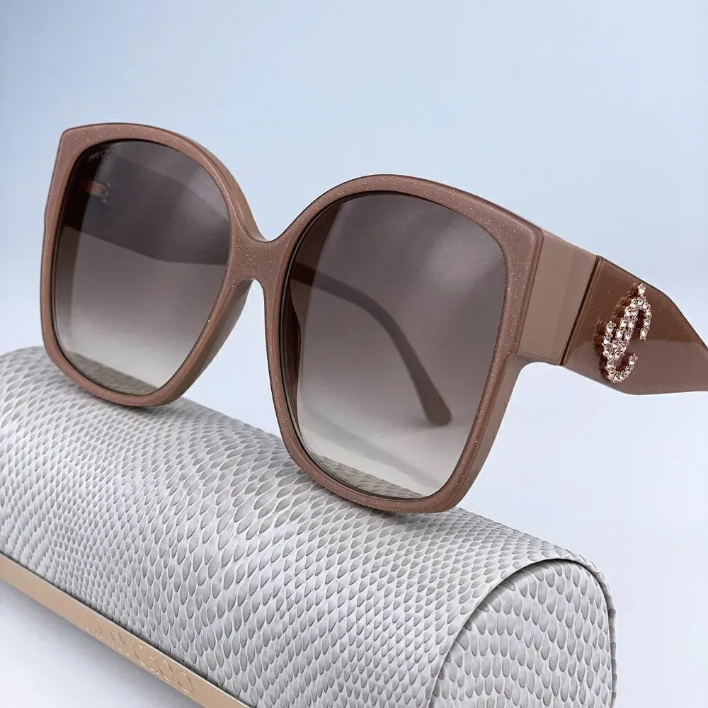 SALE! NEW Jimmy Choo Noemi/S KON HA Nude Glitter Gradient Square Women Sunglasse
